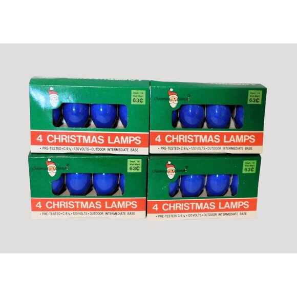 Vintage Christmas BlueLamps C-9 1/4 120V Outdoor Intermediate Base Blue Set Of 1 - Picture 1 of 4